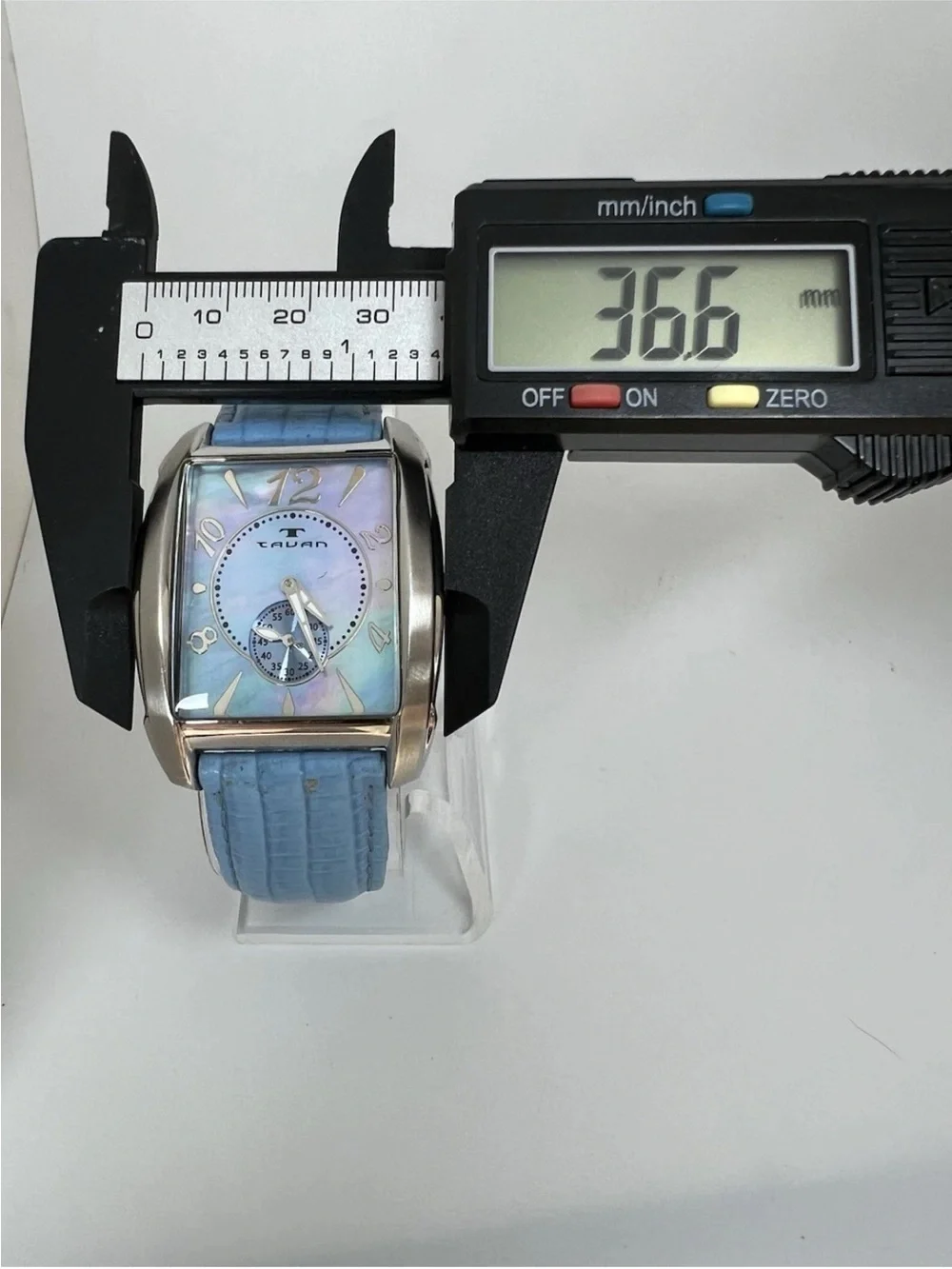 Tavan Blue Mother-of-Pearl Dial Watch with Blue Leather Strap